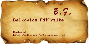 Balkovics Fürtike névjegykártya